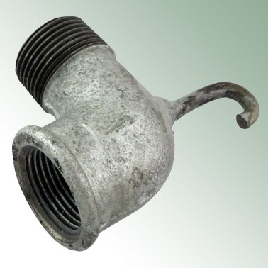 Winkel 1'' IG-AG mit Haken für Feder, verzinkt