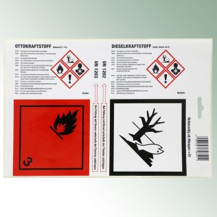 Gefahrstoffaufkleber für Benzin- und Dieselkanister