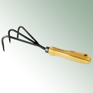 Krumpholz cultivator, met handgesmede tanden, met 14 cm lange essenhouten steel