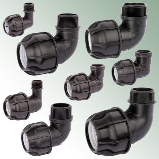 Schnellkupplungsbogen 90° mit Gewinde